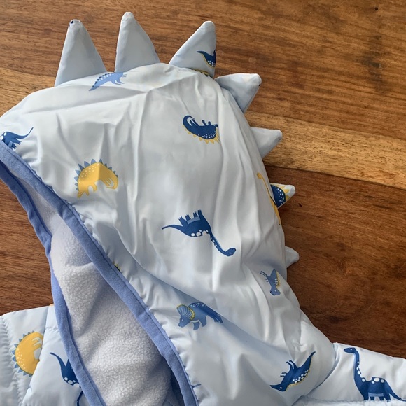 NWT Joules Light Blue Dinosaur Print Puffer Jacket - Picture 5 of 6